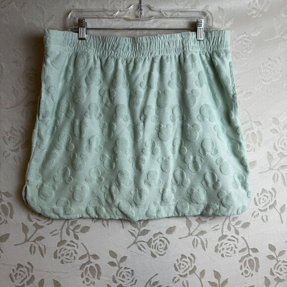 Disney Dresses & Skirts - Disney Mickey Mouse Mint Green Embossed Terry Cloth Lounge Skirt Elastic Waist L